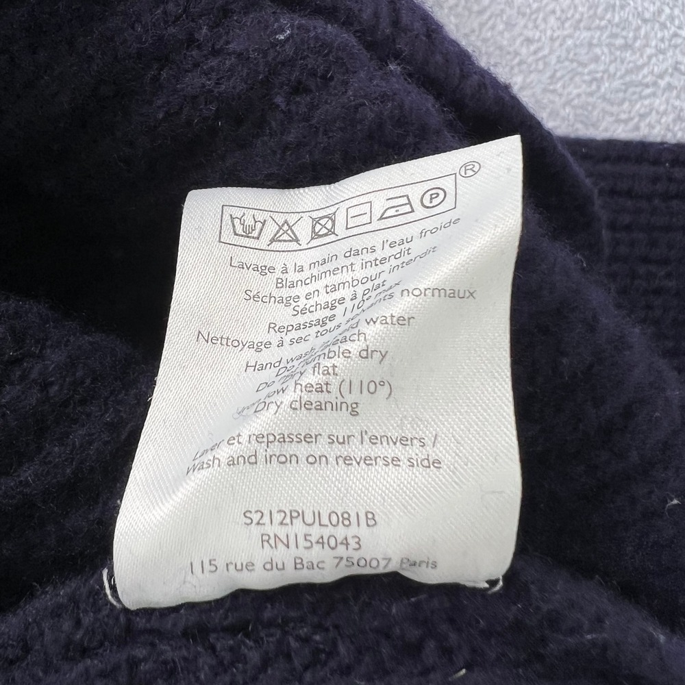 Sezane Jacob Jumper Small Navy Blue Merino Wool Button Henley Mock Neck Sweater - Picture 6 of 11
